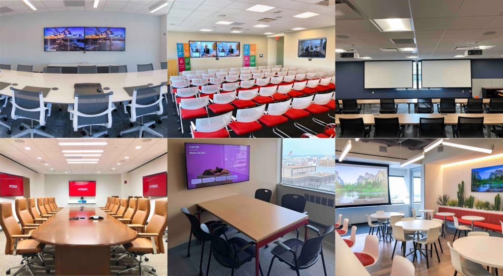 Photos of different AV display setups